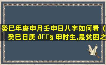 癸巳年庚申月壬申日八字如何看（癸巳日庚 🐧 申时生,是贫困之命,但也可以合禄格论）